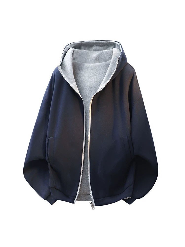Áo nỉ có mũ hai mặt kiểu Mỹ của Jeanswest dành cho nam, áo thun cao cấp thương hiệu thời trang rộng rãi, phong cách thường ngày mùa xuân thu.