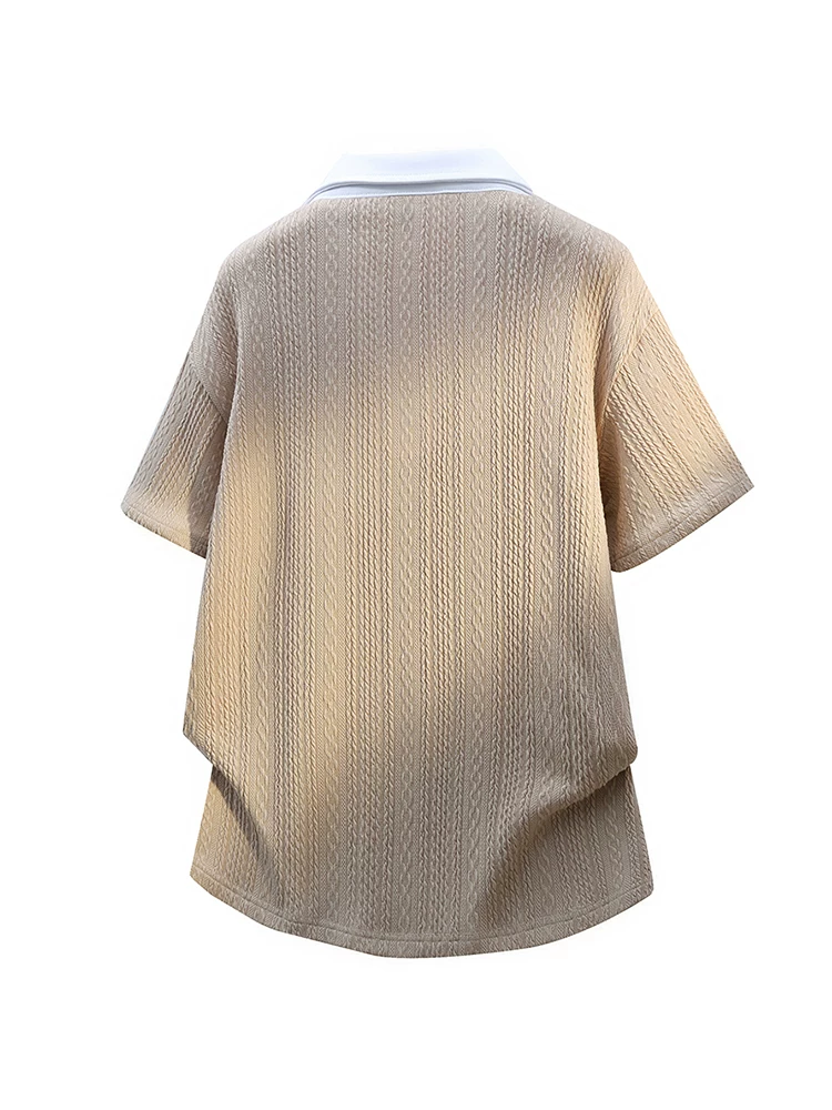 Áo thun nam Jeanswest kiểu Mỹ, giả hai lớp, chất liệu có vân, tay ngắn, dáng rộng, thời trang cao cấp mùa hè.