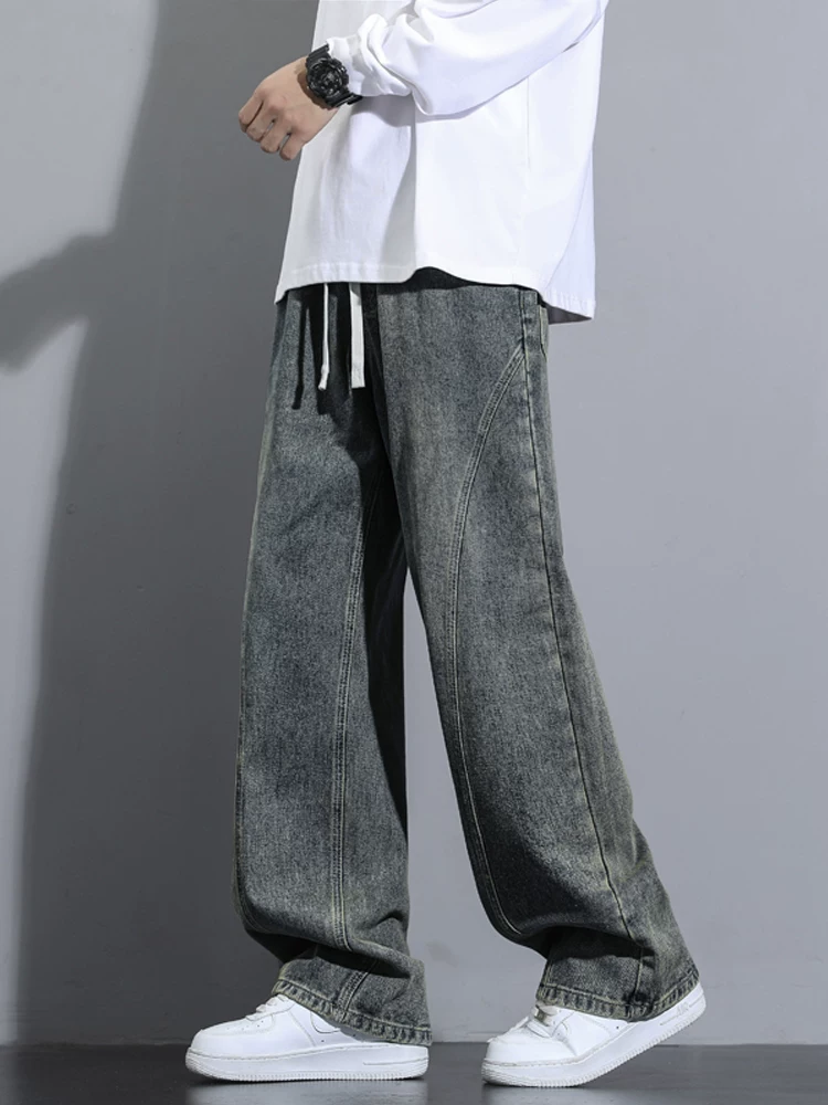 Quần jeans nam Jeanswest phong cách Mỹ cổ điển, thích hợp cho mùa xuân và mùa thu, có tùy chọn lót lông cừu, kiểu dáng ống rộng thẳng.