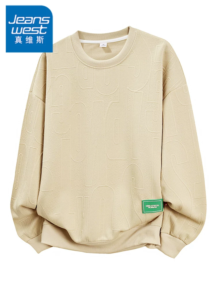 Áo len dệt kim cổ tròn dáng rộng kiểu Mỹ của Jeanswest dành cho nam, áo thun thời trang cao cấp mùa xuân thu.