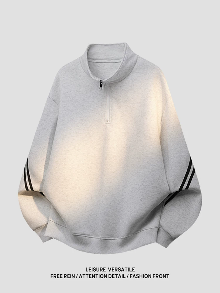 Áo nỉ cổ đứng nửa khóa kéo kiểu Mỹ của Jeanswest dành cho nam, áo cao cấp dáng rộng hợp thời trang mùa xuân thu.