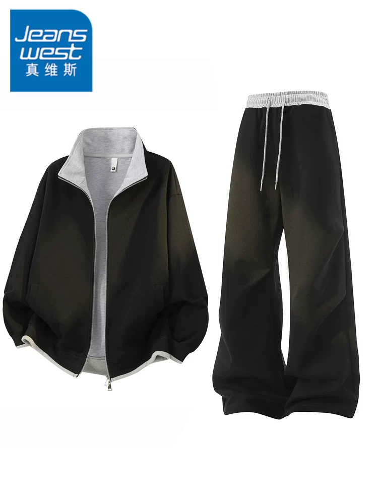 Bộ vest nam Jeanswest kiểu Mỹ, chất liệu dày dặn, cổ đứng, phong cách thường ngày, mẫu mới xuân thu 2026, thương hiệu cao cấp thời thượng, bộ hai món.