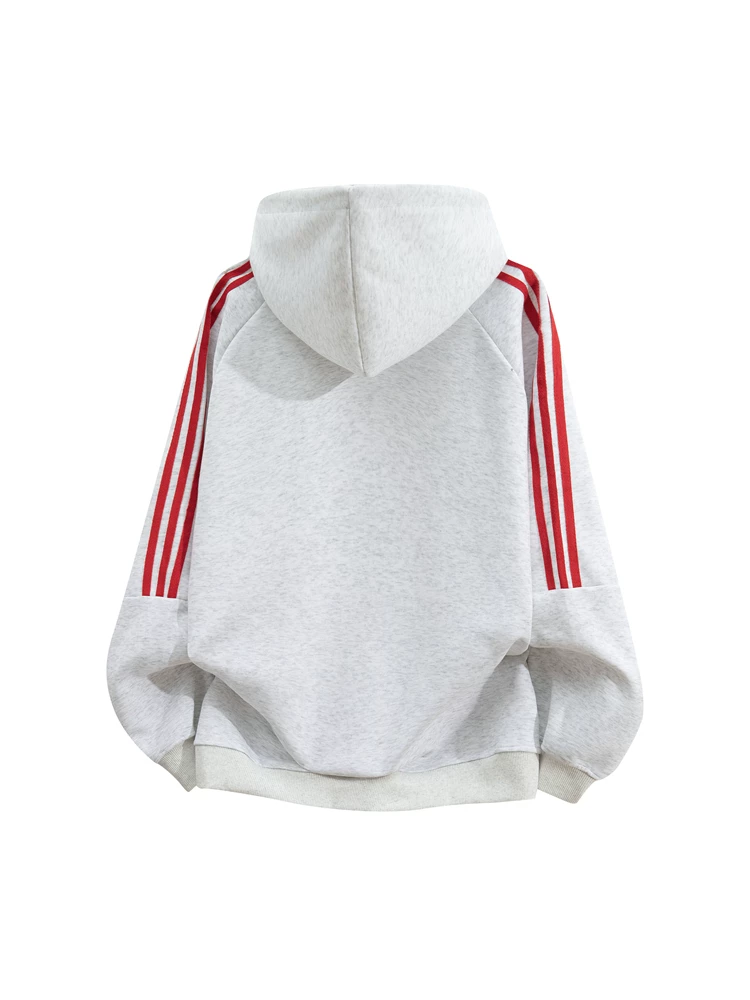 Áo nỉ có mũ trùm đầu sọc ngang 100% cotton của Jeanswest dành cho nam, dáng rộng, ấm áp, chống gió, áo dài tay cho mùa xuân và mùa thu.