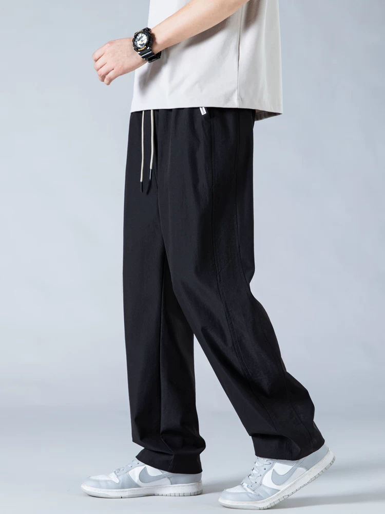 Quần dài nam Jeanswest chất liệu vải lưới tơ đá, nhanh khô, dáng thẳng, rộng rãi, phong cách Mỹ, thời trang, đa năng, ống rộng, thích hợp cho mùa hè.