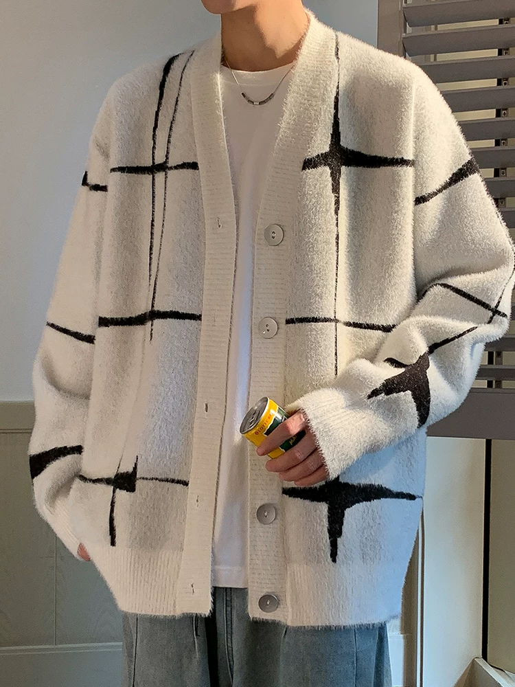 Áo len cardigan kiểu Mỹ của Jeanswest dành cho nam, áo len dáng rộng phong cách lười biếng mùa thu đông.