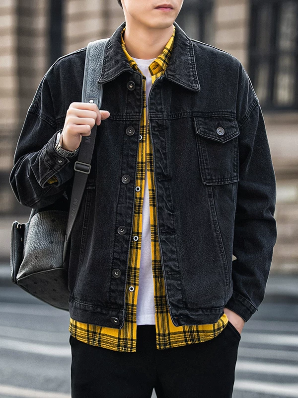 Áo khoác denim nam Jeanswest màu trơn, kiểu mới Xuân Thu 2025, cao cấp, cá tính và thời trang.
