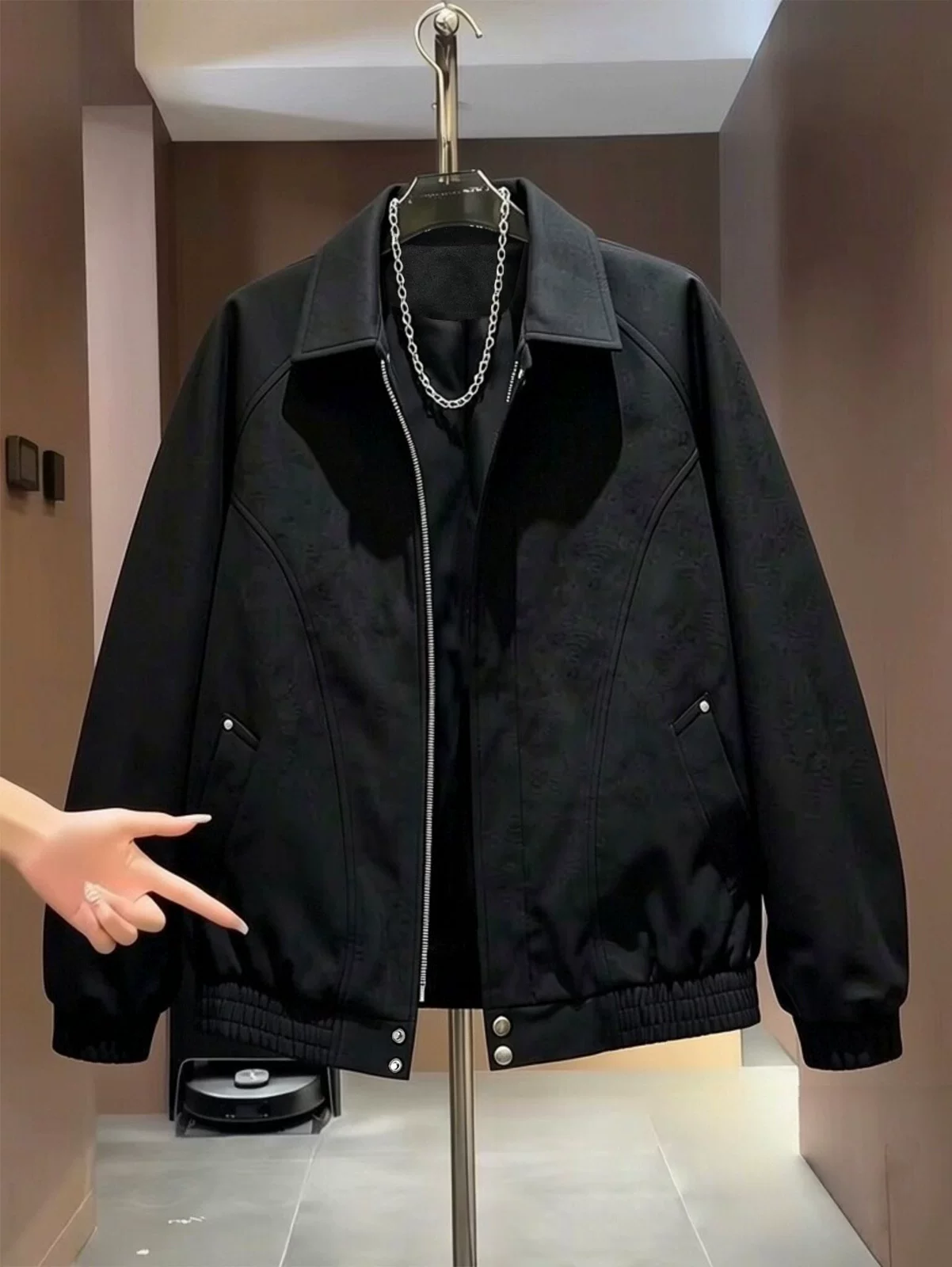 Áo khoác da lộn kiểu Mỹ của Jeanswest dành cho nam, mùa xuân thu, áo khoác ngoài thời trang cao cấp, rộng rãi, hợp thời trang.