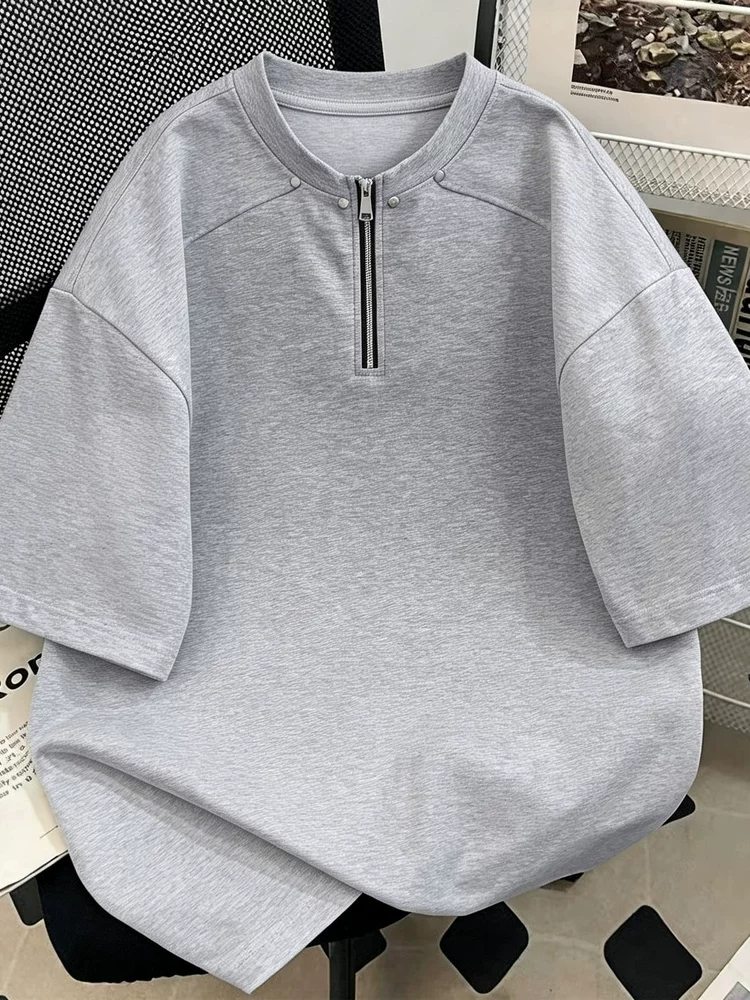 Áo thun nam Jeanswest kiểu Mỹ, nửa khóa kéo, thời trang, thoáng khí, cao cấp, dáng rộng, chất liệu mềm mại, tay ngắn, mùa hè.