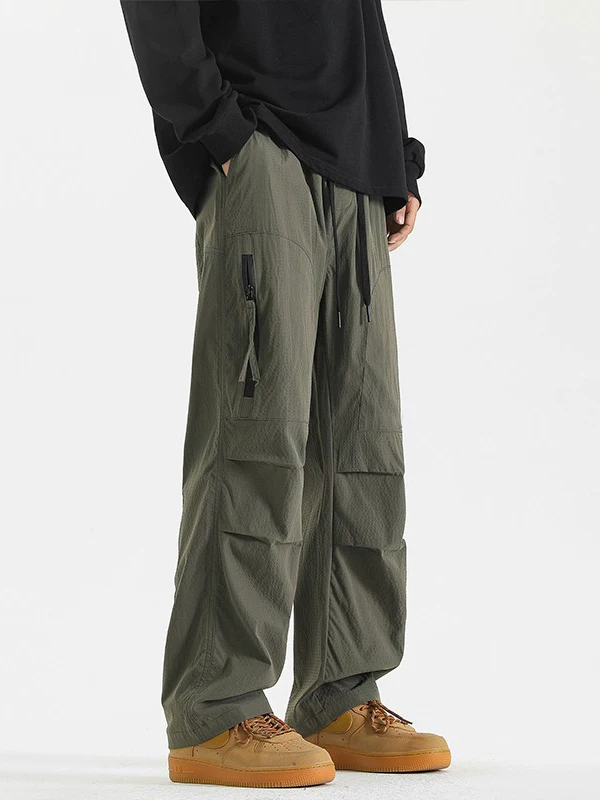 Quần chiến thuật màu xanh quân đội Jeanswest, quần cargo lính dù dành cho nam, phong cách xuân thu, dáng suông rộng, thích hợp đi bộ đường dài ngoài trời.