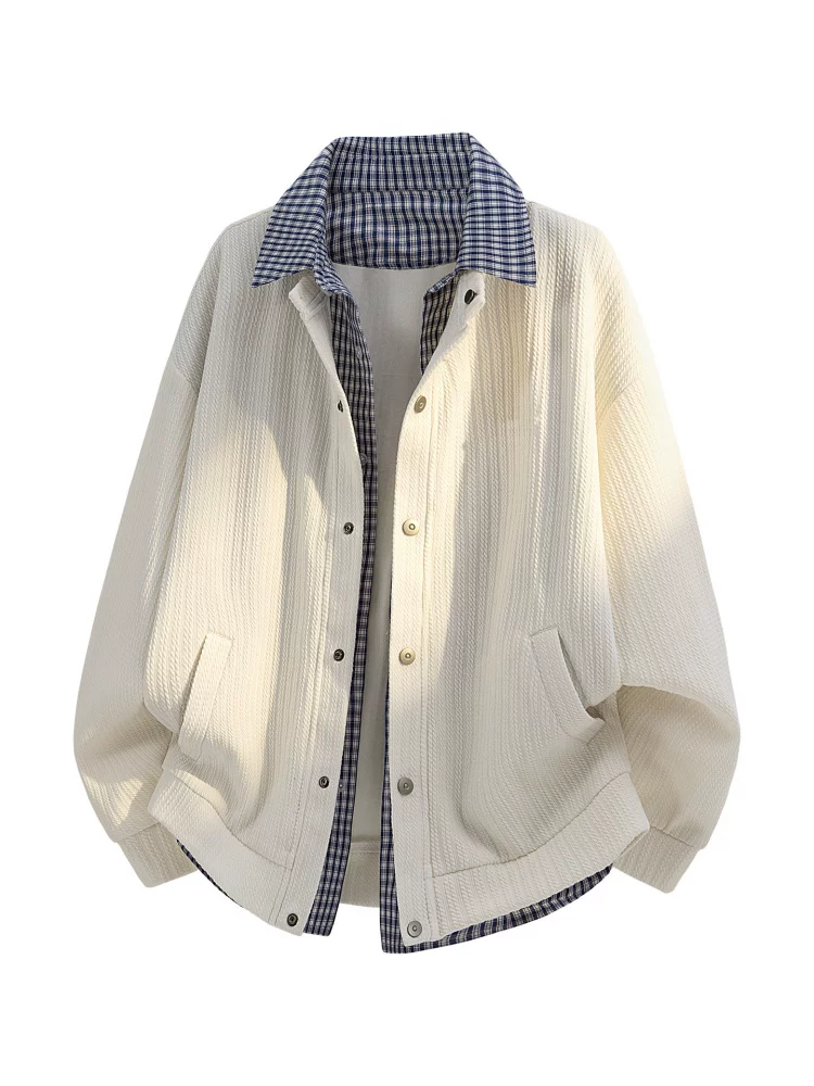 Áo khoác kẻ sọc giả hai mảnh phong cách Mỹ của Jeanswest dành cho nam, kiểu dáng rộng rãi và sành điệu, áo đa năng cho mùa xuân và mùa thu.