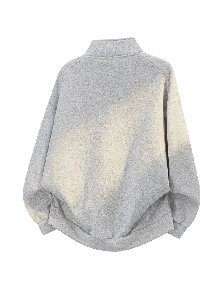 Áo nỉ cổ đứng nửa khóa kéo Jeanswest dành cho nam, kiểu dáng rộng rãi, đa năng, phong cách thường ngày mùa thu.