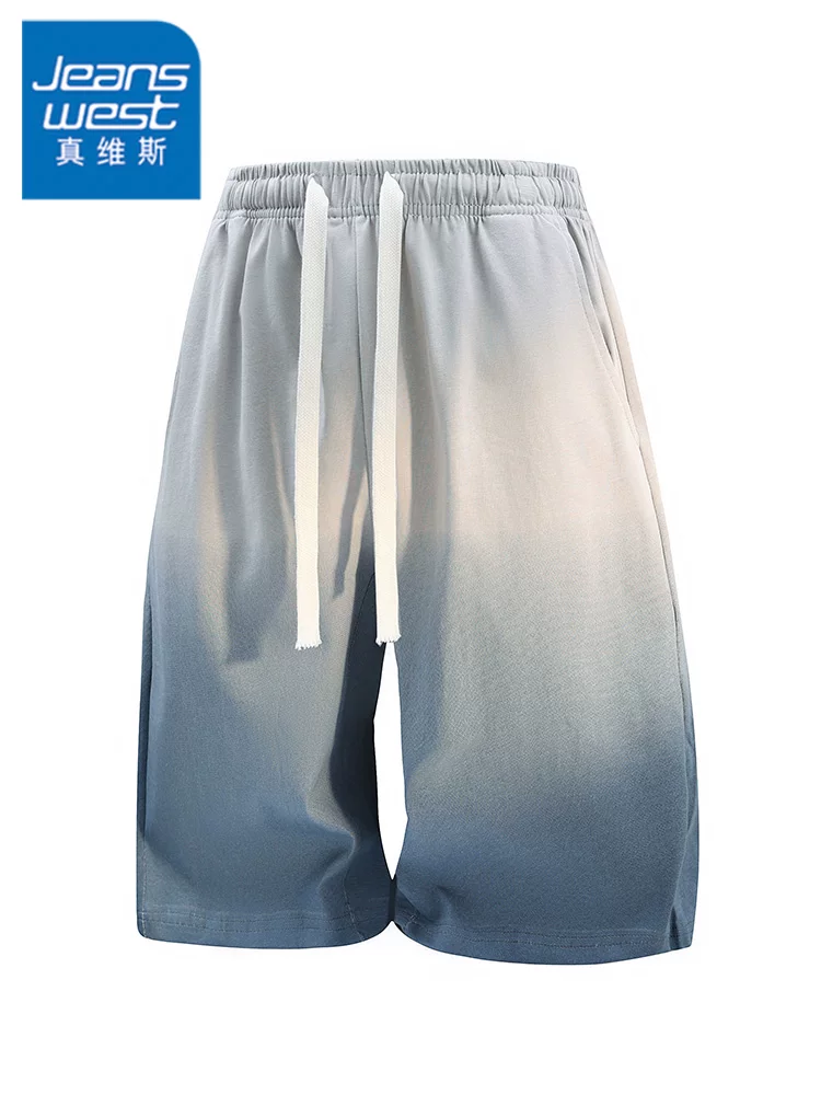 Quần short dây rút phối màu theo phong cách Mỹ của Jeanswest dành cho nam, quần short năm điểm rộng rãi, thoáng khí, hợp thời trang, cao cấp mùa hè.
