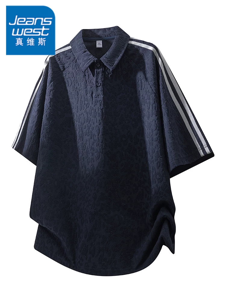 Áo thun polo kẻ sọc phong cách Mỹ của Jeanswest dành cho nam, áo thun ngắn tay thoáng khí, rộng rãi, hợp thời trang mùa hè.