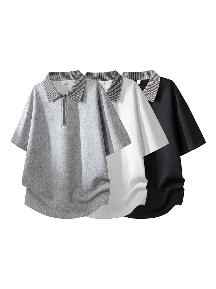 Áo thun ngắn tay cổ bẻ kẻ sọc giả hai mảnh phong cách Mỹ của Jeanswest dành cho nam, áo thun thương hiệu thời trang dáng rộng giản dị mùa xuân hè.