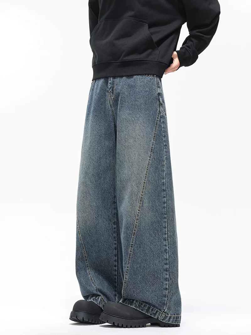 Quần jeans ống rộng dáng vintage của Jeanswest dành cho nam, phong cách Mỹ mùa thu đông, chất liệu cao cấp, lót lông cừu và dày dặn.