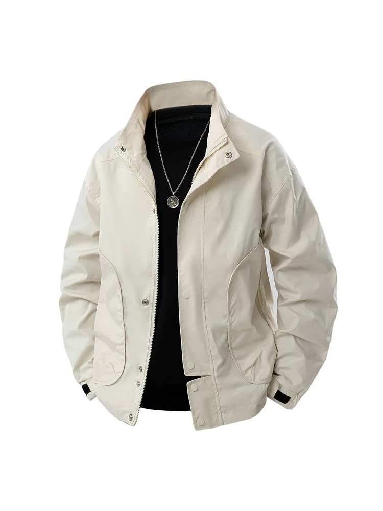 Áo khoác công sở cổ đứng mới của Jeanswest dành cho nam, phong cách đường phố mùa xuân thu, kiểu dáng rộng rãi và thoải mái, áo khoác ngoài cỡ lớn.