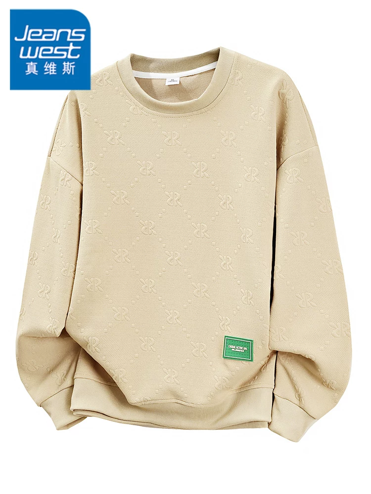Áo len dệt kim cổ tròn thông thường của Jeanswest dành cho nam, mùa xuân và mùa thu, thương hiệu thời trang cao cấp, áo dáng rộng và sành điệu.