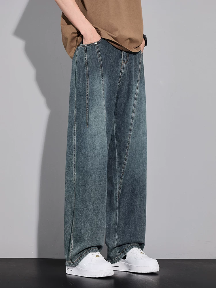 Quần jeans ống rộng dáng thẳng kiểu Mỹ Jeanswest dành cho nam, mùa xuân thu, quần dài rộng rãi cao cấp, phong cách thường ngày.