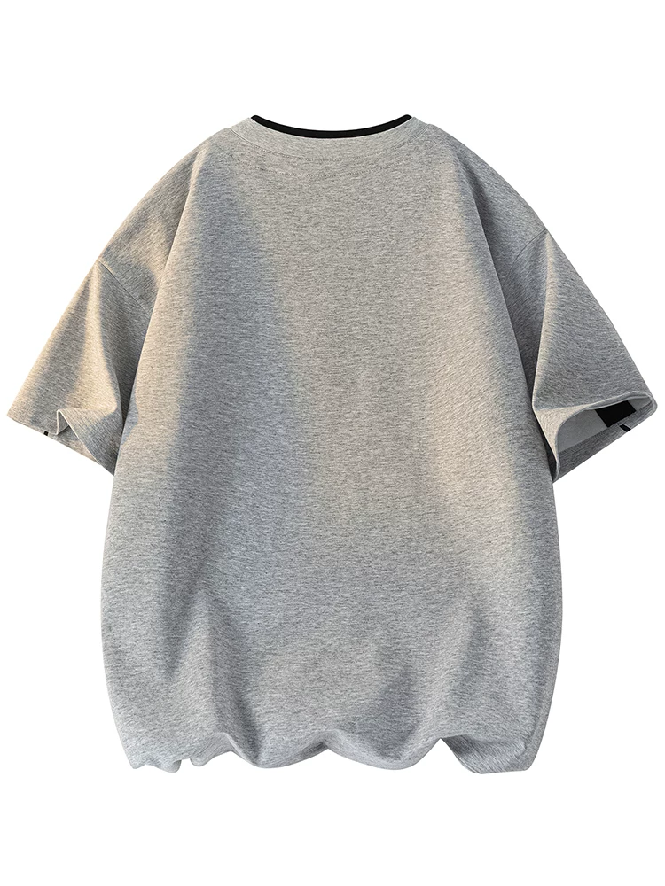 Áo thun giả hai mảnh cổ tròn thoáng khí phong cách Mỹ của Jeanswest dành cho nam, áo sơ mi ngắn tay thời trang cao cấp mùa hè, thương hiệu thời trang cao cấp.