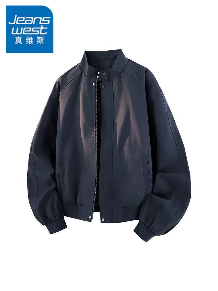 Áo khoác cổ đứng phong cách Mỹ của Jeanswest dành cho nam, mùa xuân thu, thương hiệu thời thượng cao cấp, áo khoác ngoài rộng rãi, cá tính và sành điệu.