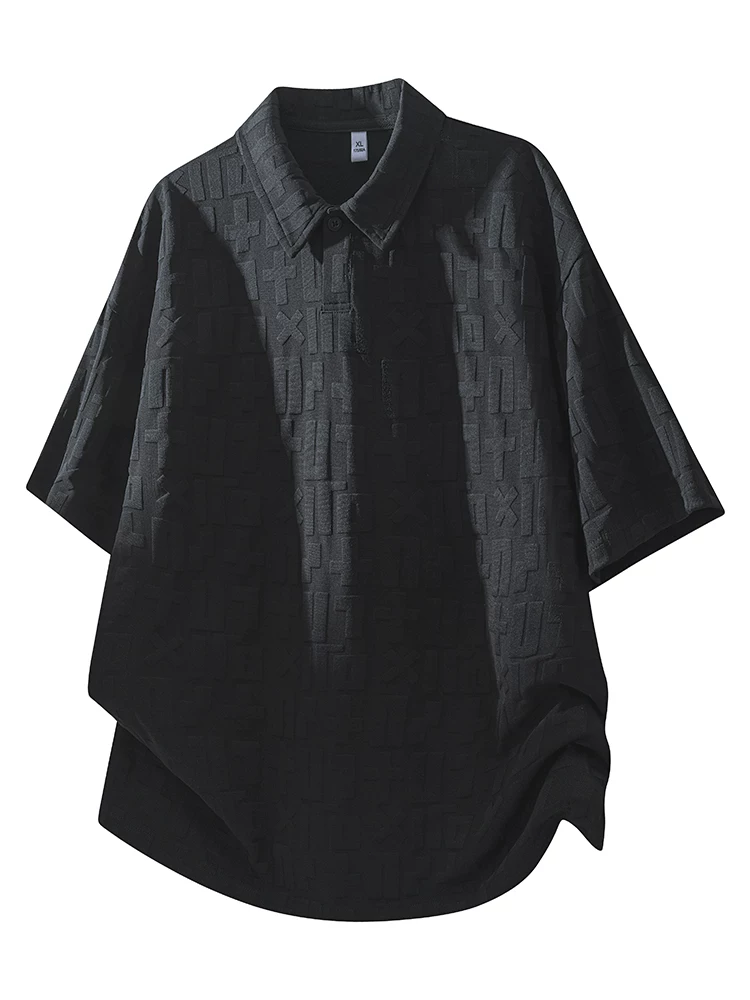 Áo sơ mi POLO dệt hoa văn màu trơn Jeanswest Áo thun nam mùa hè cao cấp dáng rộng thông thường thoáng khí thân thiện với làn da áo sơ mi ngắn tay
