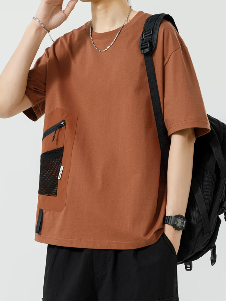 Áo thun ngắn tay Jeanswest dành cho nam, chất liệu lụa băng mùa hè, thương hiệu thời trang có thiết kế túi, dáng rộng, đa năng, thoáng khí.