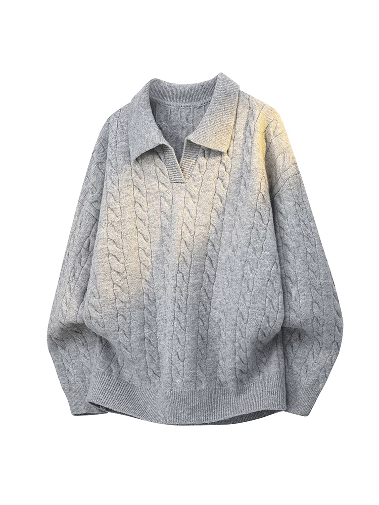 Áo len cổ trụ dệt kim kiểu dáng Old Money của Jeanswest dành cho nam, chất liệu dệt kim cổ điển lót lông cừu mùa thu/đông.