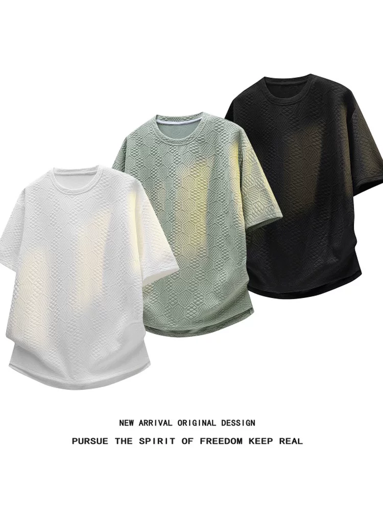 Áo thun cổ tròn kiểu Mỹ chất liệu jacquard của Jeanswest dành cho nam, thương hiệu thời trang cao cấp mùa hè, tay ngắn thoáng mát và hợp thời trang.