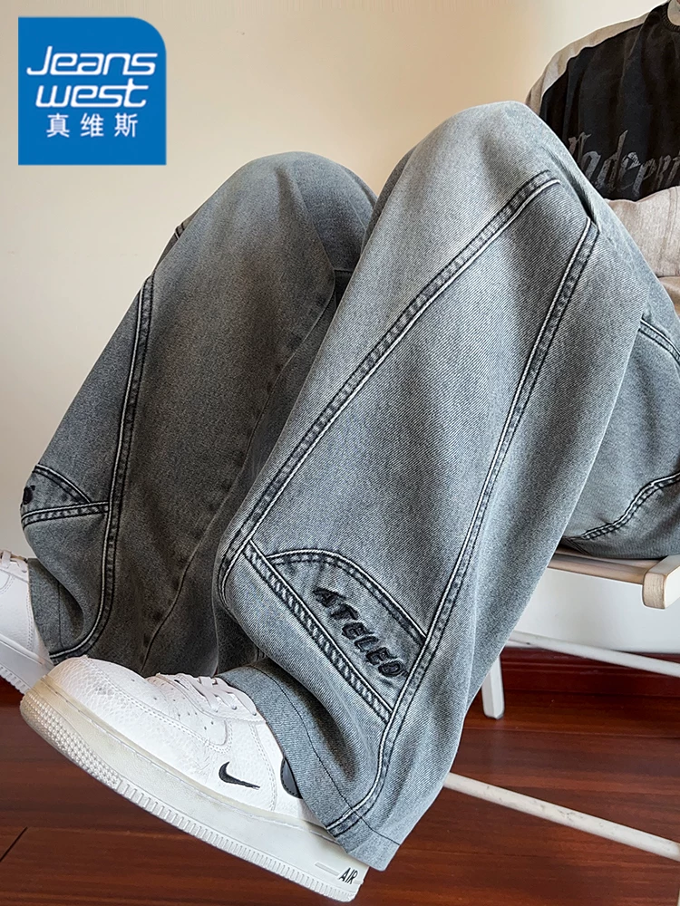 Quần jeans ống đứng dáng suông phong cách Mỹ của Jeanswest dành cho nam, mùa xuân thu, quần dài ống rộng thời trang cao cấp, thương hiệu thời thượng.