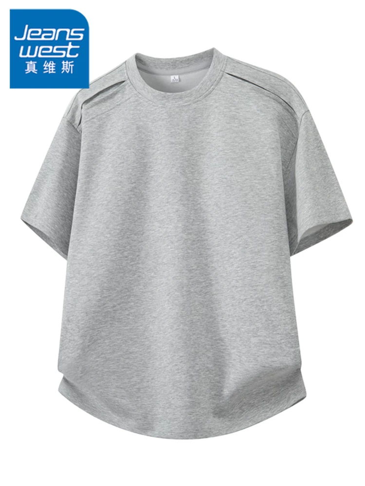 Áo thun cổ chữ V thương hiệu thời trang phong cách Mỹ của Jeanswest dành cho nam, áo thun ngắn tay cao cấp mùa hè rộng rãi, thoáng khí, thân thiện với làn da.