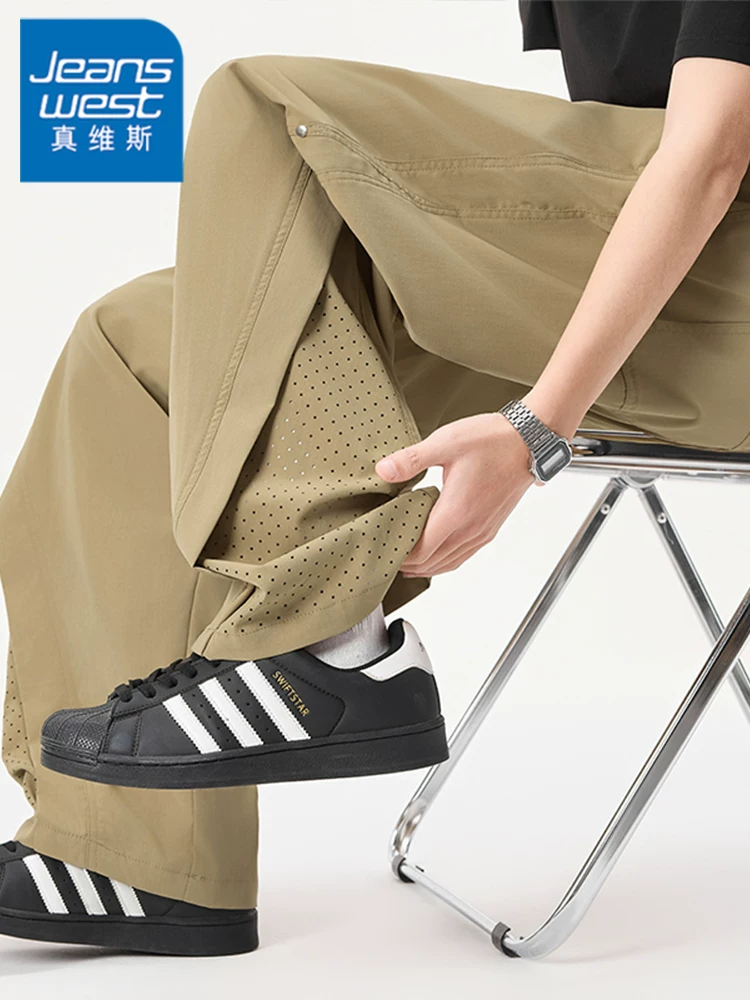 Quần dài nam Jeanswest 2026 chất liệu lưới thoáng khí, vải lụa đá mát mẻ, kiểu dáng thường ngày, cao cấp, mỏng nhẹ, mùa hè.