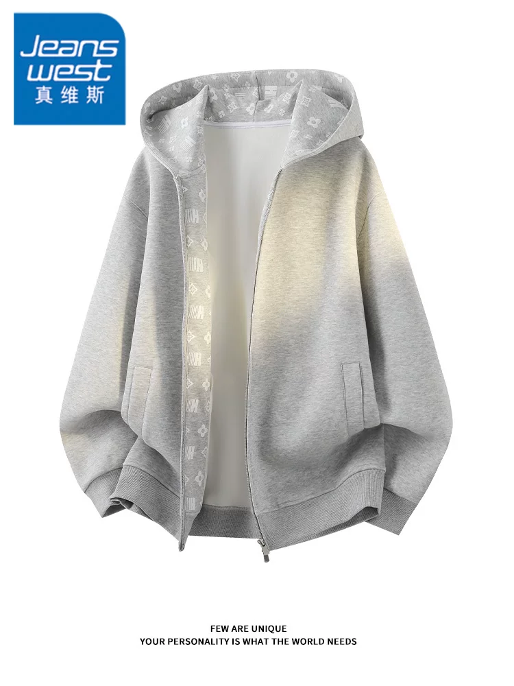 Áo khoác cardigan có mũ trùm đầu kiểu Mỹ của Jeanswest dành cho nam, mùa xuân và mùa thu, áo khoác thương hiệu thời trang cao cấp, rộng rãi, hợp thời trang.
