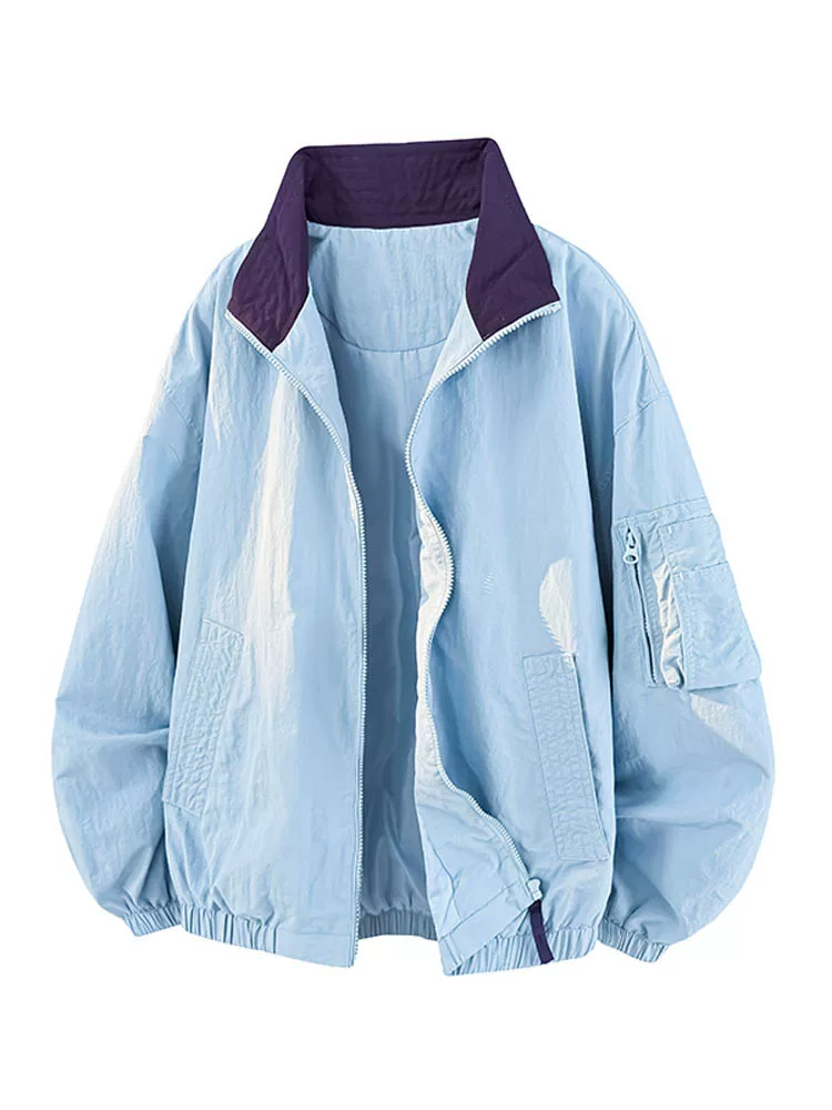 Áo khoác công sở phối màu kiểu Mỹ Jeanswest dành cho nam, phong cách old money mùa xuân thu, áo khoác phi công rộng rãi đa năng, kiểu dáng thường ngày.