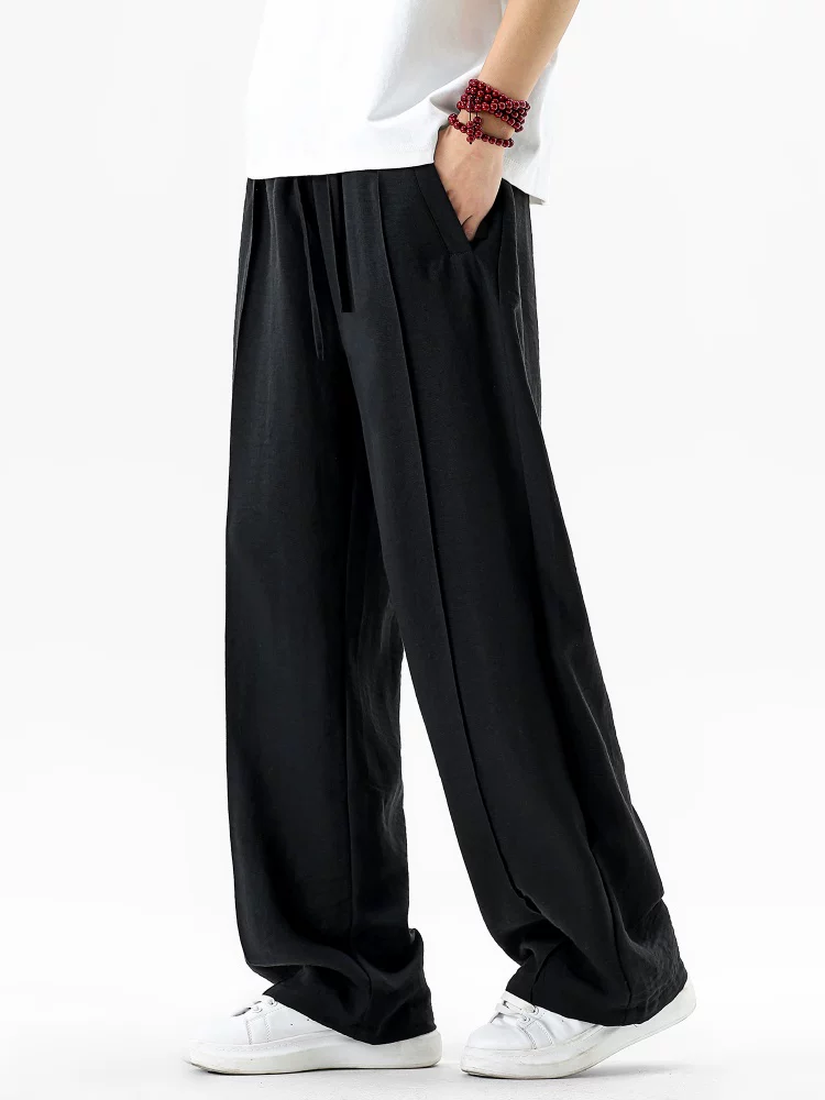 Quần dài vải lanh dáng suông phong cách Mỹ của Jeanswest dành cho nam, dáng rộng cao cấp mùa hè, thân thiện với làn da, thoáng khí, quần dài mỏng.
