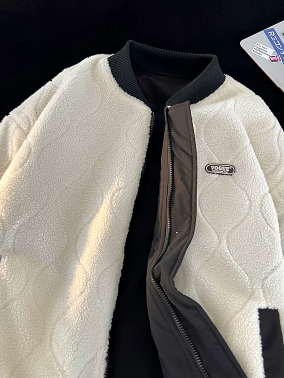 Áo khoác lông cừu chống gió hai mặt kiểu Mỹ của Jeanswest dành cho nam, áo khoác thường ngày ấm áp màu trơn mùa thu đông.