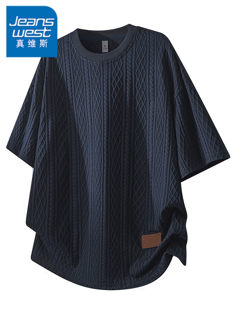 Áo thun cổ tròn dáng rộng màu trơn của Jeanswest dành cho nam, áo nửa tay thoáng khí thương hiệu thời thượng cao cấp mùa hè.
