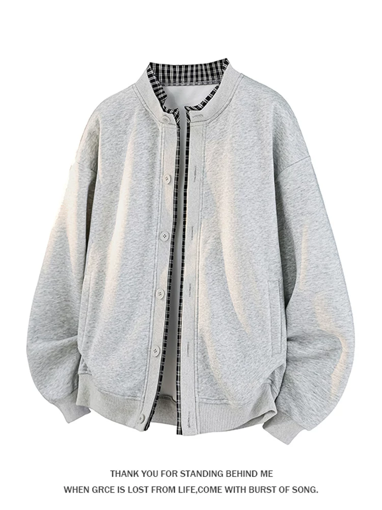 Áo khoác cardigan giả hai mảnh thương hiệu thời thượng mới của Jeanswest dành cho nam, dáng rộng, cỡ lớn, áo khoác dài tay cho mùa xuân và mùa thu.