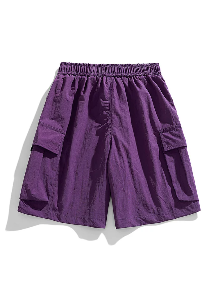 Quần short màu tím kiểu Mỹ của Jeanswest dành cho nam giới, quần short dopamine mỏng mùa hè dành cho các cặp đôi.