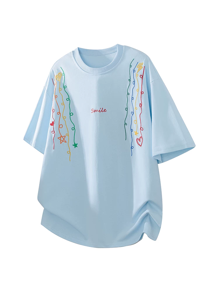 Áo thun nam cổ tròn thêu 100% cotton của Jeanswest, thương hiệu thời trang cao cấp mùa xuân hè, dáng rộng và đa năng, áo kiểu sành điệu.