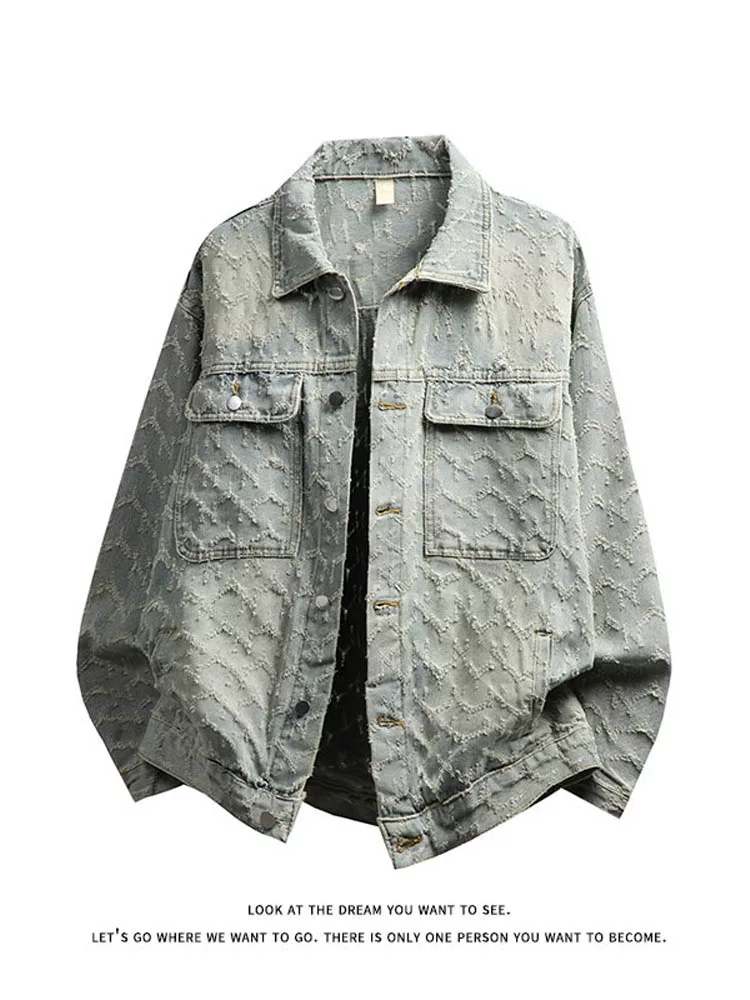 Áo khoác denim cổ điển kiểu Mỹ của Jeanswest dành cho nam, mùa xuân và mùa thu, áo khoác ngoài đa năng, rộng rãi, cao cấp.