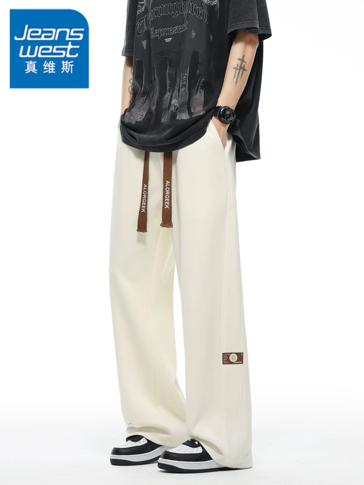 Quần dài ống rộng dáng suông phong cách Mỹ của Jeanswest dành cho nam, mùa xuân thu, cảm giác cao cấp, đa năng, quần dài có độ rủ đẹp.