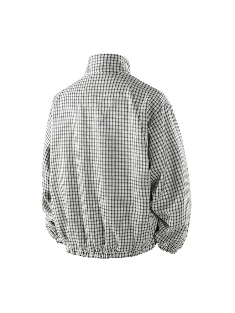 Áo khoác cổ đứng kẻ sọc thương hiệu Jeanswest retro hợp thời trang dành cho nam giới, trang phục công sở phong cách Mỹ giản dị mới cho mùa xuân và mùa thu với cảm giác cao cấp.