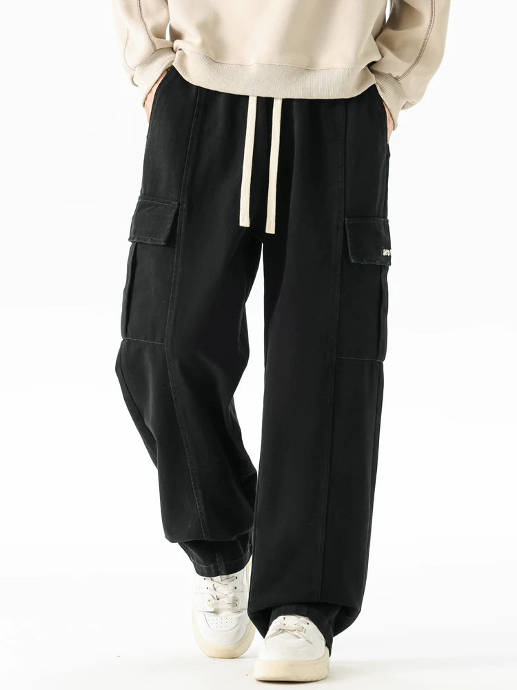 Quần dài công sở Jeanswest màu đen 100% cotton nguyên chất dành cho nam, quần dài ống đứng cao cấp mùa xuân thu.
