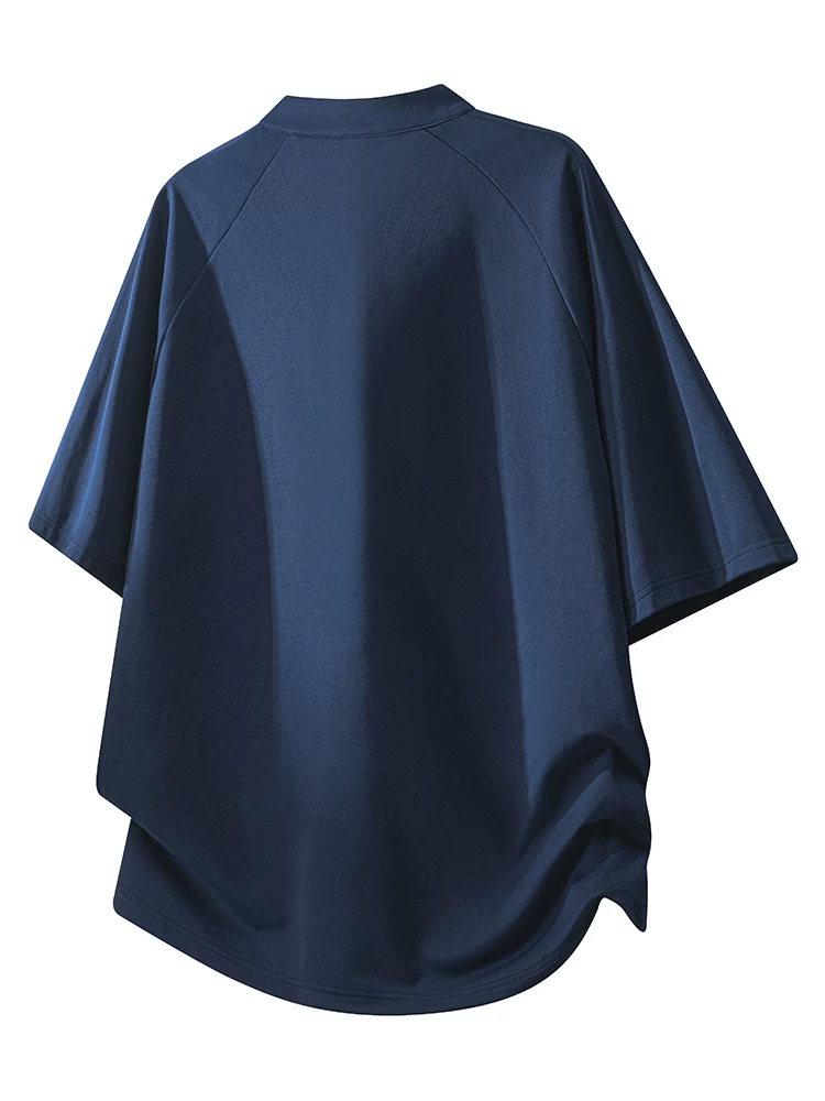 Áo thun nam cao cấp Jeanswest, tay lửng, khóa kéo nửa thân, mùa xuân hè, kiểu dáng rộng rãi, thoáng khí, màu đen.