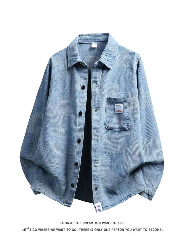 Áo khoác denim cổ điển kiểu Mỹ của Jeanswest dành cho nam, áo khoác đa năng thương hiệu thời trang cao cấp, dáng rộng, phong cách thường ngày, mùa xuân thu.