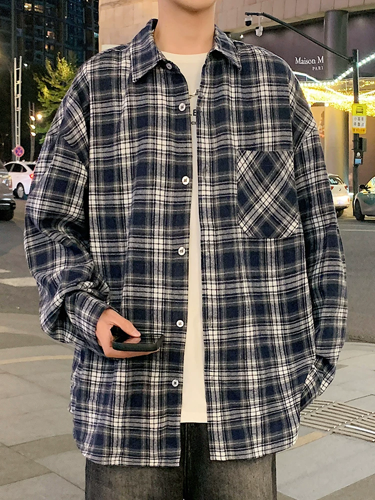 Áo sơ mi dài tay kẻ sọc cao cấp của Jeanswest dành cho nam, áo khoác dáng rộng hợp thời trang mùa xuân thu.