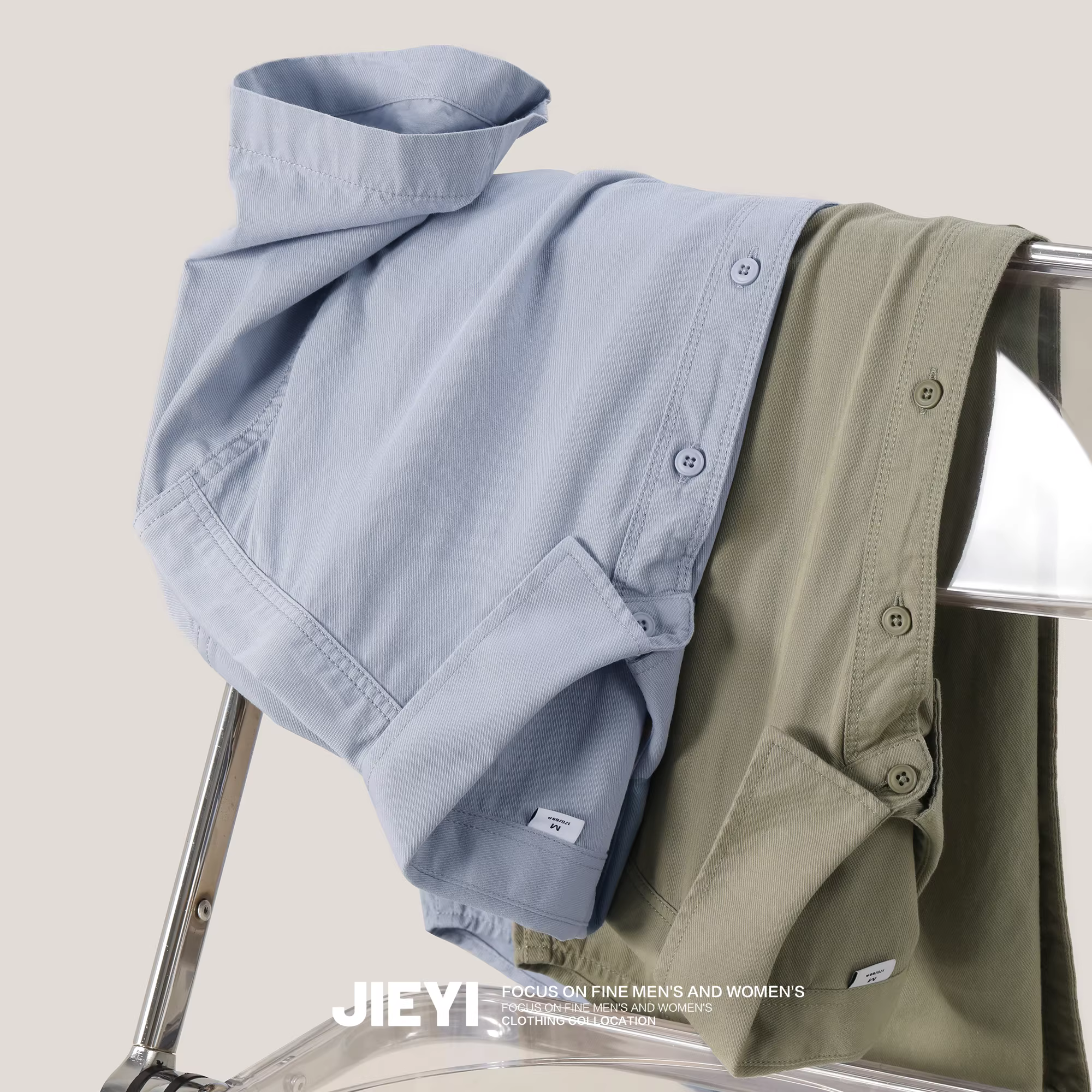 Áo sơ mi ngắn tay phong cách nghệ thuật JIEYI, màu trơn, màu Morandi, chất liệu cotton nguyên chất, có cổ, kiểu áo khoác mùa hè đã qua xử lý giặt mềm.