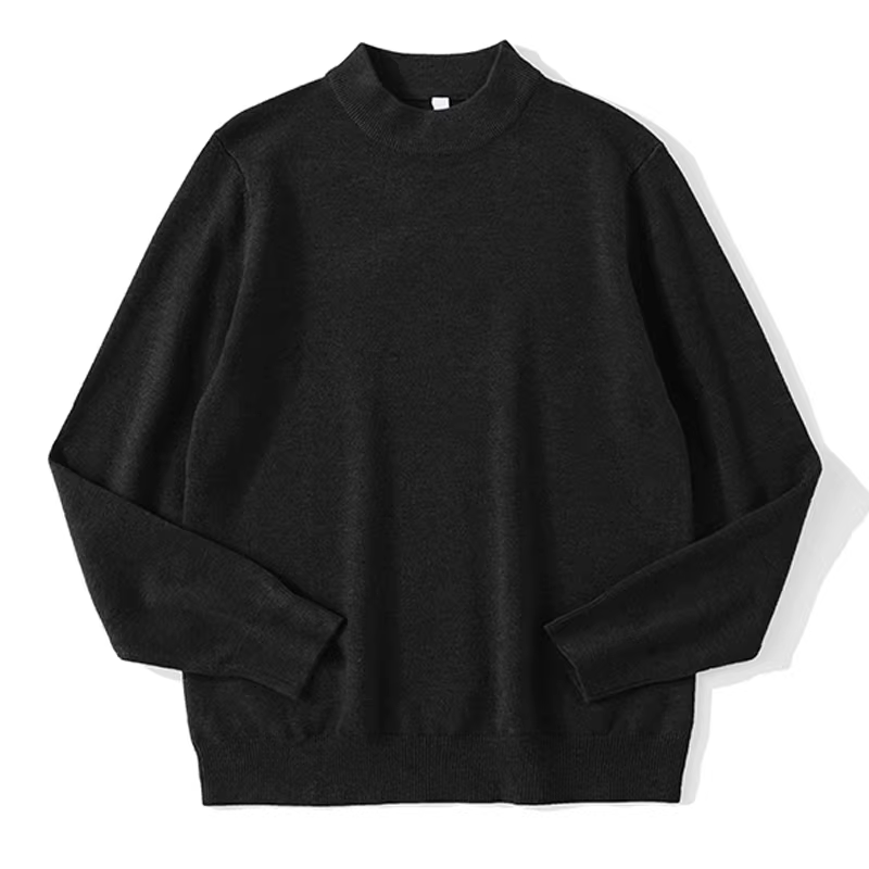 Áo len cổ lọ nửa cao cổ JIEYI đen trắng cổ điển chất liệu len, dành cho nam, kiểu dáng ôm sát, thích hợp cho mùa thu đông