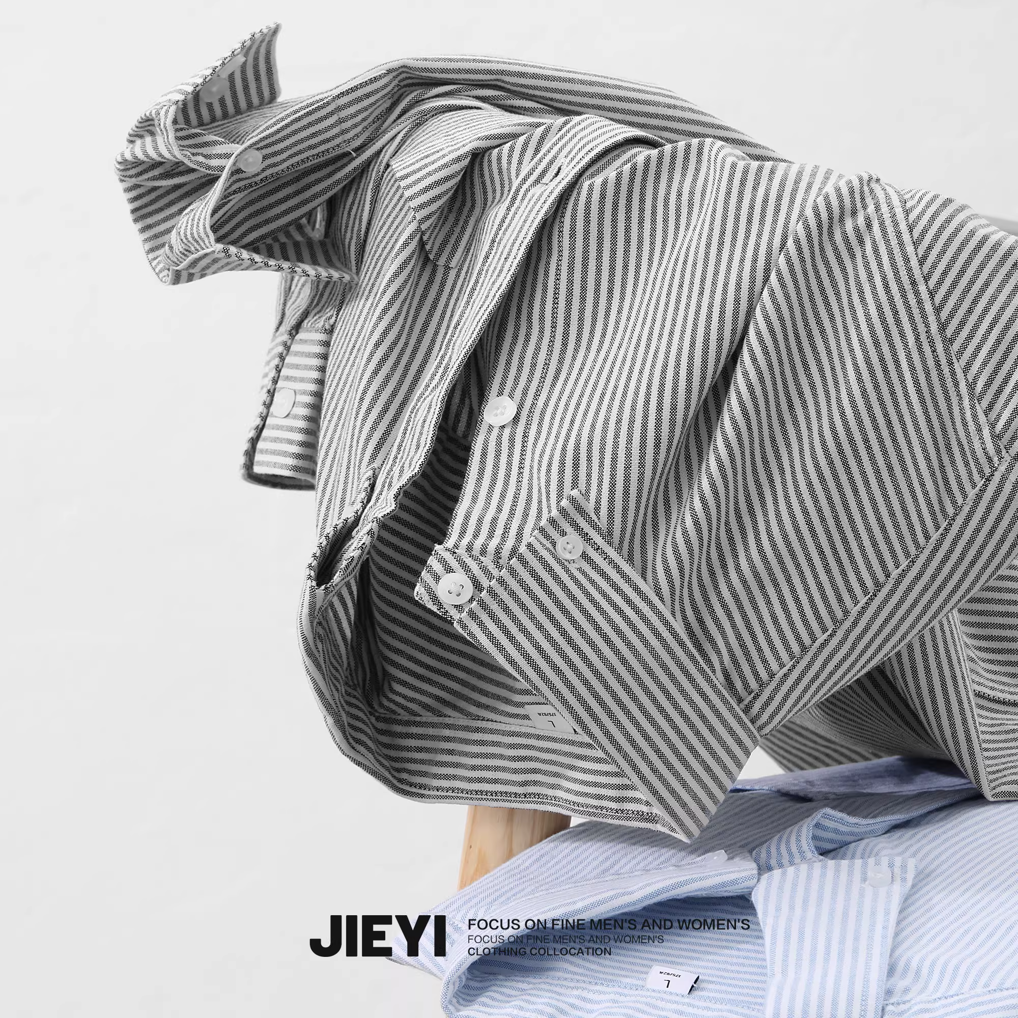Áo sơ mi nam JIEYI phong cách Nhật Bản, tươi mới và đơn giản, họa tiết sọc nghệ thuật, thời trang trẻ trung, áo sơ mi mới hợp xu hướng 2025.