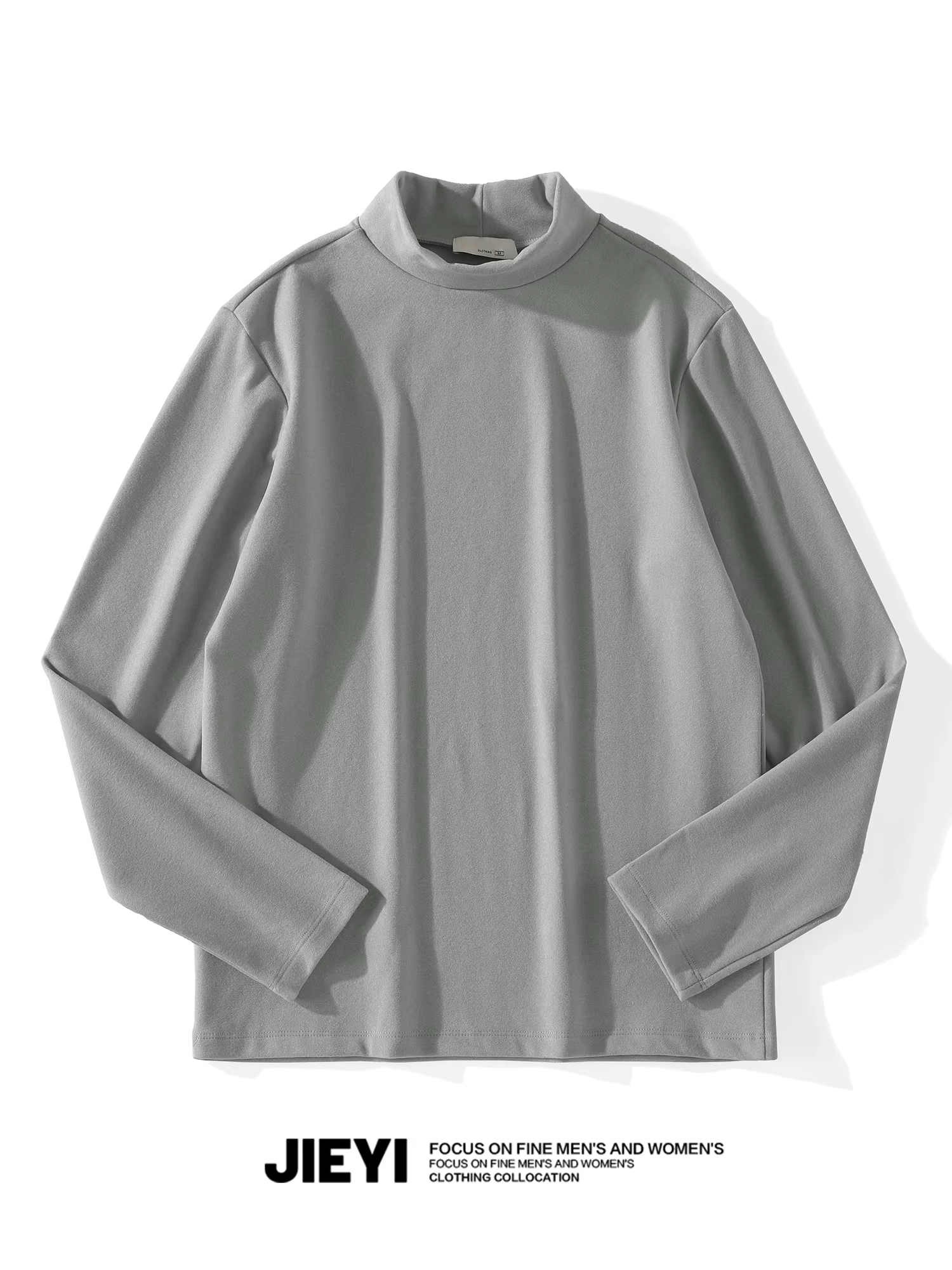 Áo giữ nhiệt hai lớp JIEYI, chất liệu chải kỹ, giữ ấm mùa đông, kiểu dáng mới thu đông 2025, cổ trung, ôm dáng.